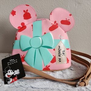 Disney Mickey Mouse Bioworld Minnie Mouse Pink Ears Christmas Crossbody Bag